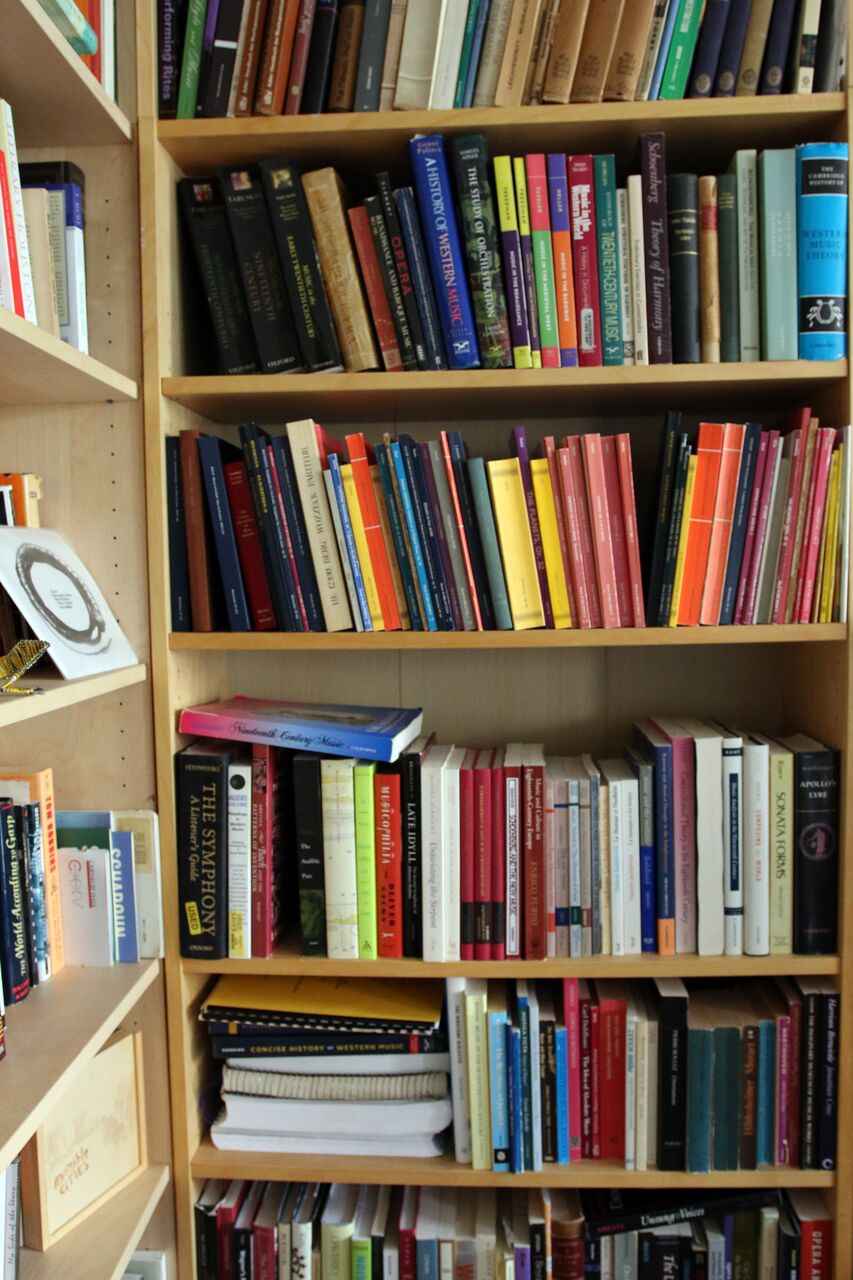 Two bookshelves filled with books.