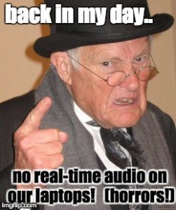 Image of a hatted and bespectacled old man waving his index finger with the caption, 