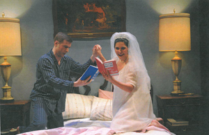 Jesse Blumberg and Amadee Moore in the 2012 UrbanArias production of Positions 1956. Photo by Clinton Brandhagen, courtesy of Conrad Cummings.